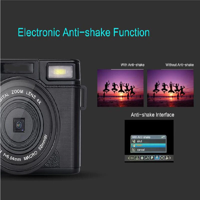 MEMTEQ 3" TFT LCD Full HD 24MP Digital Camera Video 1080P Camcorder CMOS Video Lens + Filter Mini Digital Camera
