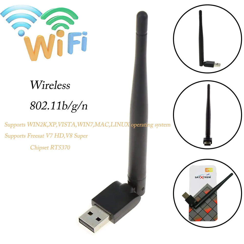 SATXTREM Mini USB WiFi Wireless with Antenna WiFi RT5370 adapter 150M USB WiFi For Satellite TV Receiver TV Tuner
SATXTREM Mini USB WiFi Wireless with Antenna WiFi RT5370 adapter 150M USB WiFi For Satellite TV Receiver TV Tuner