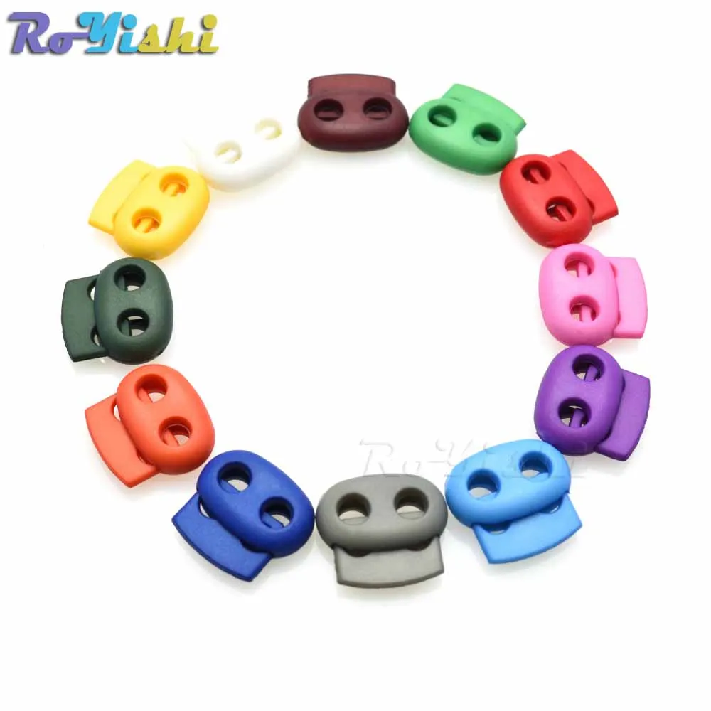 Description Picture 4 of item12 Pcs/Pack Mixed Colorful 5mm Hole Plastic Stopper Cord Lock Bean Toggle Clip Apparel Shoelace Sportswear Accessorie