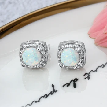 925 Sterling Silver White Fire Opal Stud Earrings Cubic Zirconia Square Stud Earrings Fine Jewelry Wedding Gift for Women
925 Sterling Silver White Fire Opal Stud Earrings Cubic Zirconia Square Stud Earrings Fine Jewelry Wedding Gift for Women