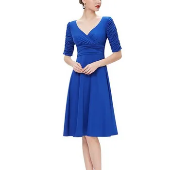 Wedding Party Dresses Draped Causal Knee-Length Dress Ball Gown Solid Brief Dress Half Sleeve Empire V-Neck Nylon Elbise
Wedding Party Dresses Draped Causal Knee-Length Dress Ball Gown Solid Brief Dress Half Sleeve Empire V-Neck Nylon Elbise