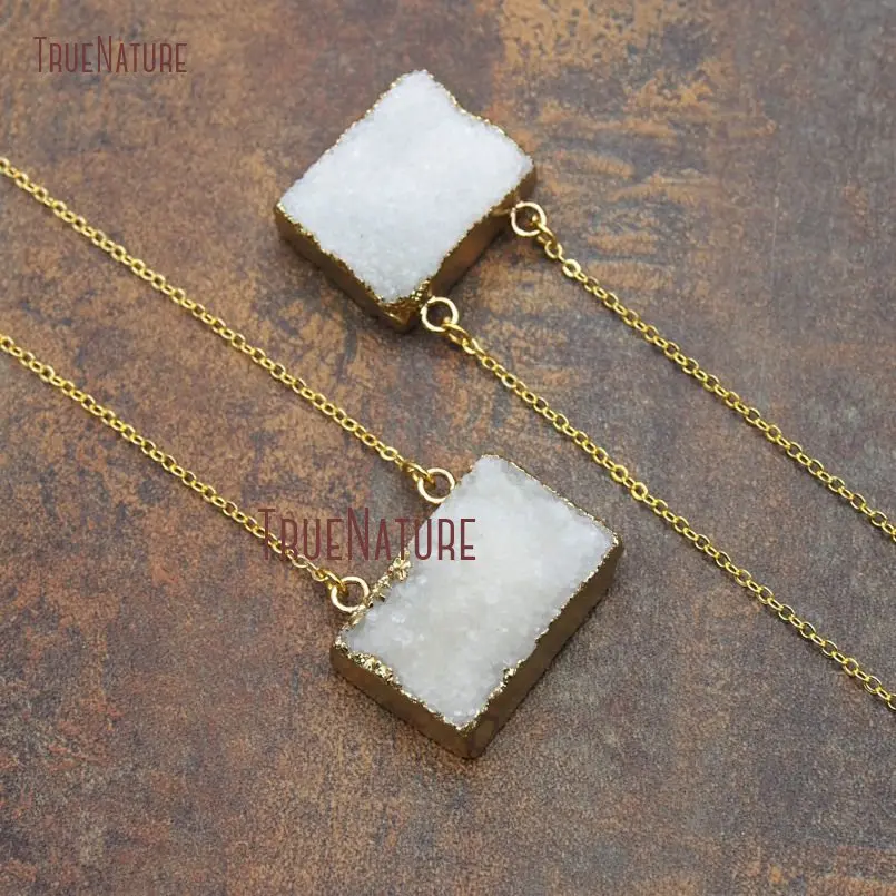 New Arrival Druzy Crystal Rectangle Shape Pendant Necklace Pure Gold Color Finish Link Copper Chains In 18 inch NM11327
New Arrival Druzy Crystal Rectangle Shape Pendant Necklace Pure Gold Color Finish Link Copper Chains In 18 inch NM11327