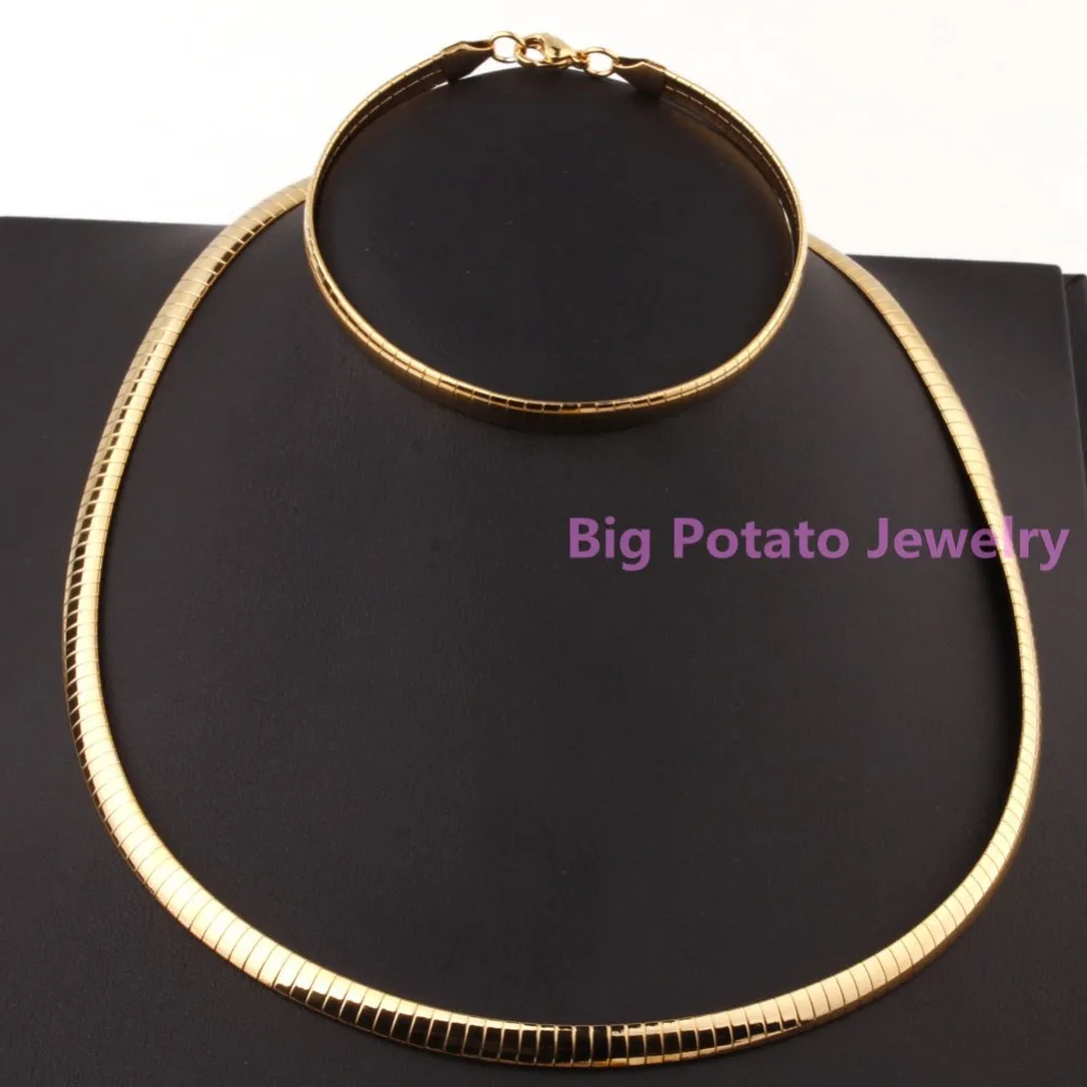 New European Style 316L Stainless Steel Gold Simple Atmosphere Bracelet&Necklace Chain Sets For Charming Men Women Jewelry
New European Style 316L Stainless Steel Gold Simple Atmosphere Bracelet&Necklace Chain Sets For Charming Men Women Jewelry