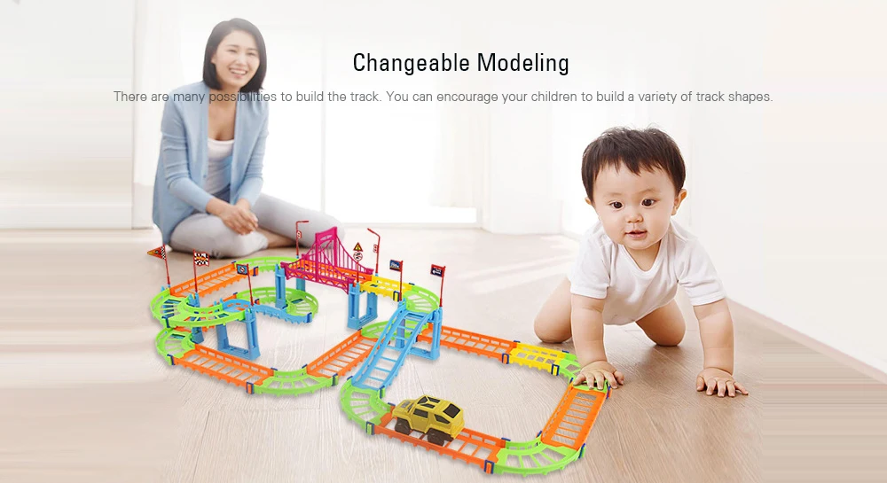 Shape Changeable Track Building Block Toy for Kids 92pcs