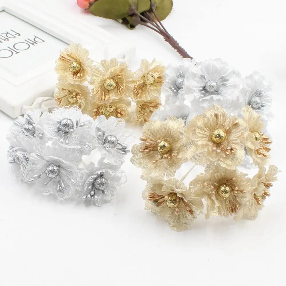 6pcs Golden Silver Glitter Artificial silk flower bouquet for Wedding Decoration Scrapbook DIY handcraft Fake flowers
6pcs Golden Silver Glitter Artificial silk flower bouquet for Wedding Decoration Scrapbook DIY handcraft Fake flowers