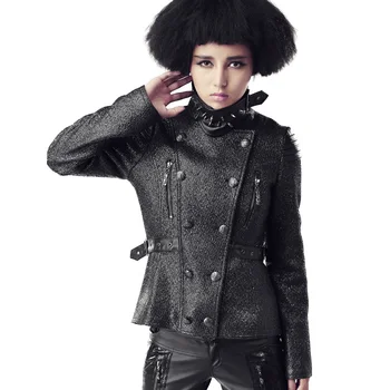 Gothic Fashion Style Black Outer Jacket Rivet High Collar Double Breasted Short Section Jacket Zip Closure Waist Belt Jacket
Gothic Fashion Style Black Outer Jacket Rivet High Collar Double Breasted Short Section Jacket Zip Closure Waist Belt Jacket