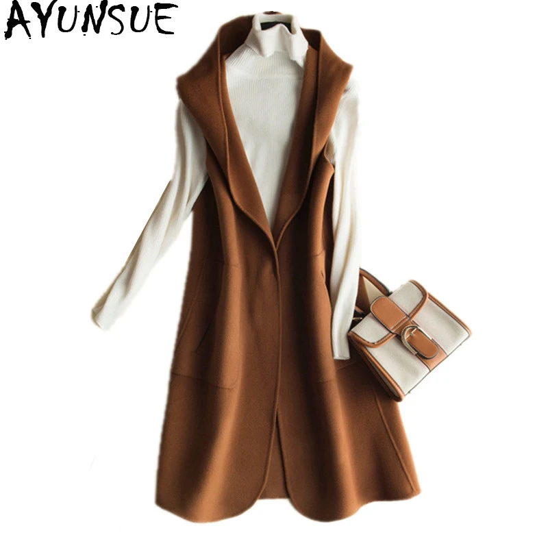 AYUNSUE Fashion Women's Vest Hooded Wool Coat Female Spring Autumn Jackets Long Waistcoat for Women chalecos para mujer CS1629
AYUNSUE Fashion Women's Vest Hooded Wool Coat Female Spring Autumn Jackets Long Waistcoat for Women chalecos para mujer CS1629