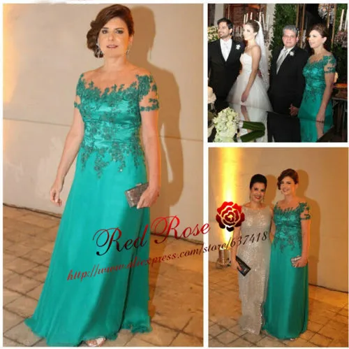 Green Short Sleeves Mother of the Bride Dresses with Lace Appliques Illusion Neck Vestido de Festa Longo Madrinha
Green Short Sleeves Mother of the Bride Dresses with Lace Appliques Illusion Neck Vestido de Festa Longo Madrinha