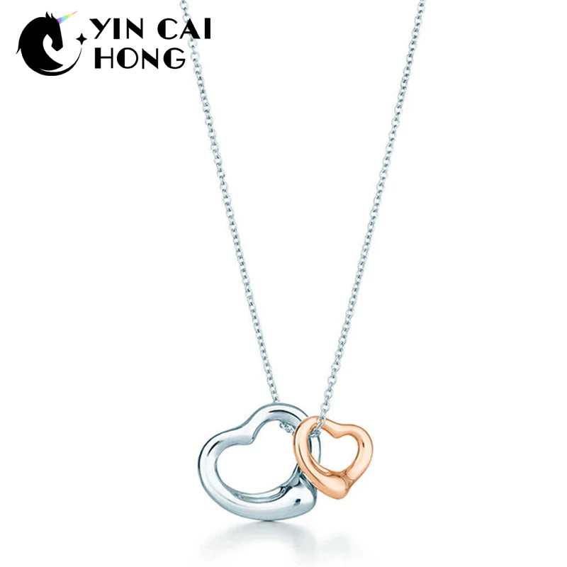 NEW Charm Gift 925 Sterling Silver Rose Gold Double Heart TIFF Attractive Elegance Temperament Necklace World Jewelry
NEW Charm Gift 925 Sterling Silver Rose Gold Double Heart TIFF Attractive Elegance Temperament Necklace World Jewelry