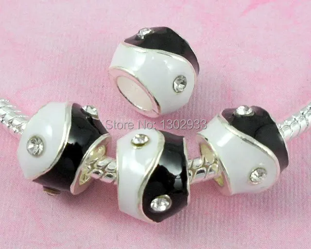 20 Pcs/Lot Yin Yang Big Hole Charm Beads Inlay Crystal Silver Tone Black / White For European Bracelet Jewelry DIY EE14
20 Pcs/Lot Yin Yang Big Hole Charm Beads Inlay Crystal Silver Tone Black / White For European Bracelet Jewelry DIY EE14