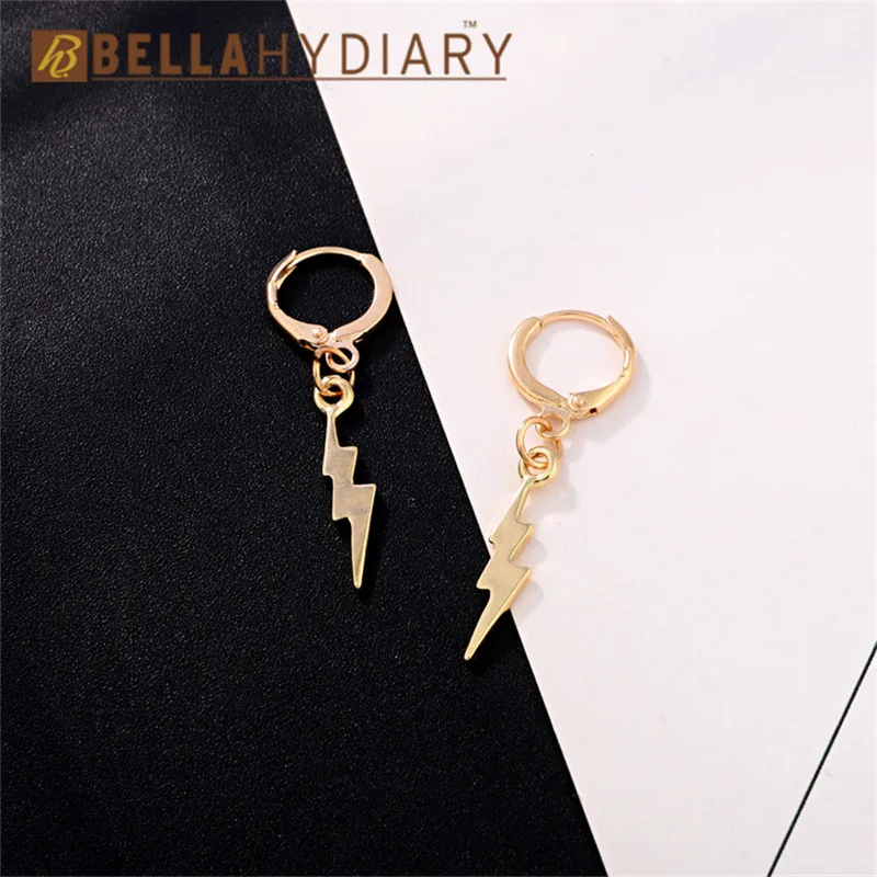 Trendy Europe Flashing Lightning Hoop Earrrings Female Gold Silver Simple Women Jewelry Statement Pendant Charms Small Earring (4)