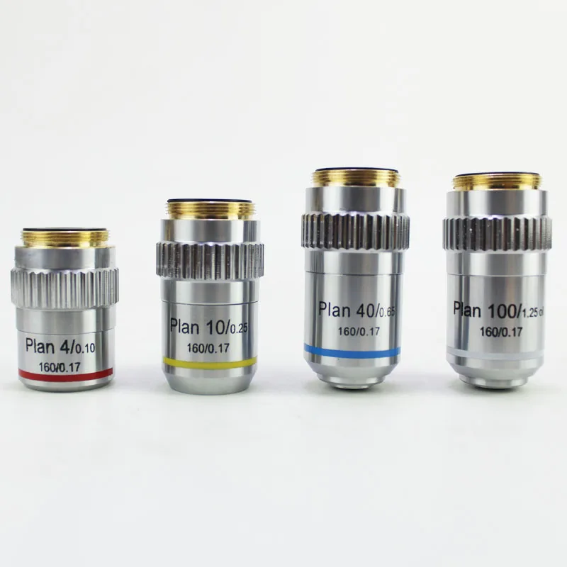 Newscope Plan Achromatic Objective 4X10X40X100X High Quality Biological Microscope Objective Metal Parts Accessories
Newscope Plan Achromatic Objective 4X10X40X100X High Quality Biological Microscope Objective Metal Parts Accessories