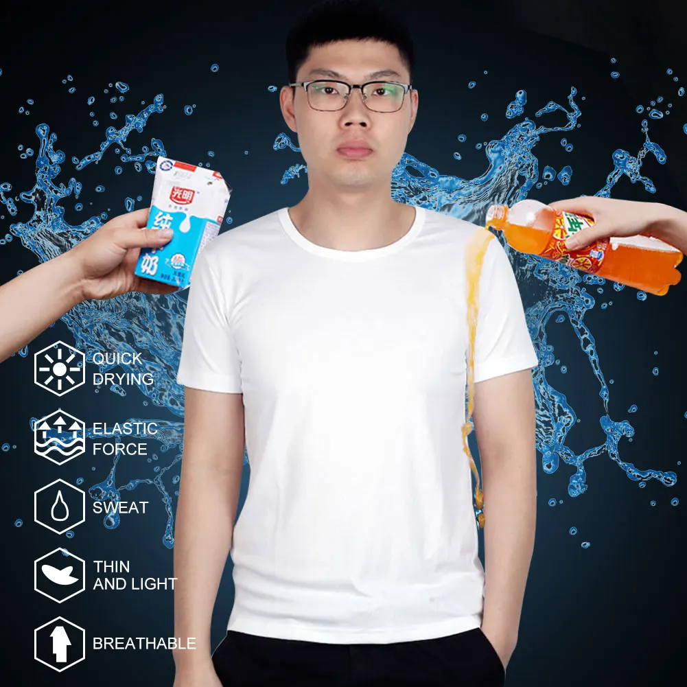 New Waterproof Men T Shirt Creative Hydrophobic Stainproof Breathable Antifouling Quick Dry Top Short Sleeve T Shirt Men
New Waterproof Men T Shirt Creative Hydrophobic Stainproof Breathable Antifouling Quick Dry Top Short Sleeve T Shirt Men