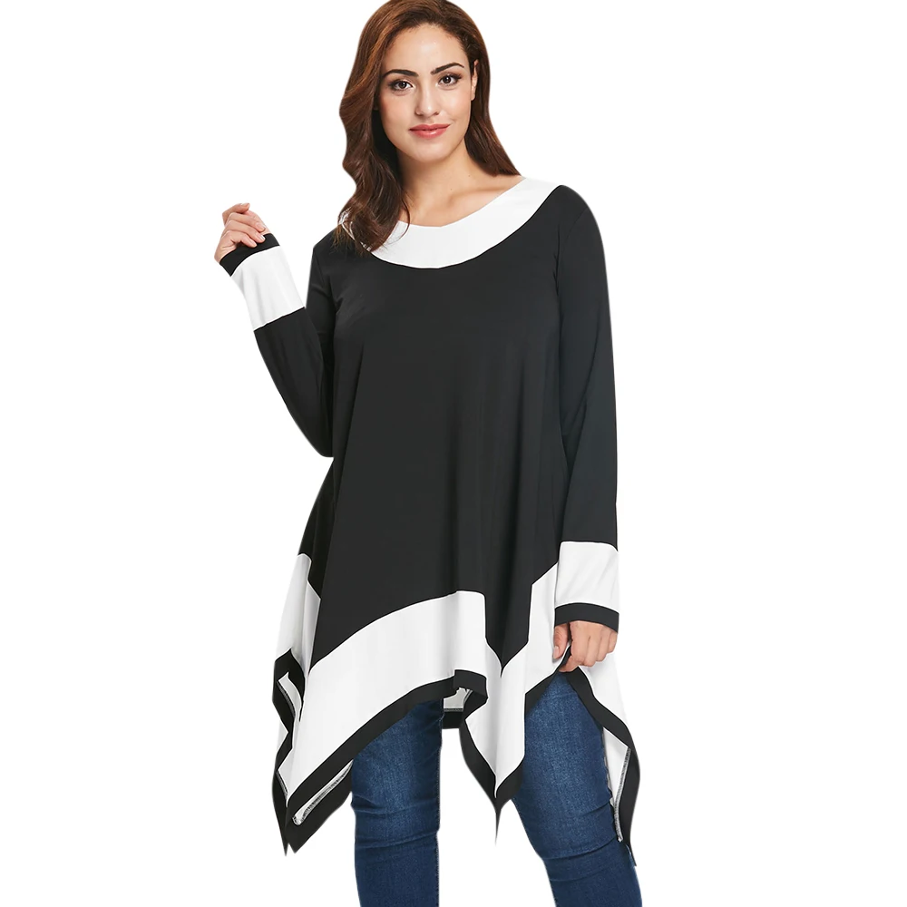 Rosegal Plus Size Contrast Long Sleeve Handkerchief T-Shirt Female Autumn T Shirt Ladies Tops Women T-Shirts Big Size Clothing
Rosegal Plus Size Contrast Long Sleeve Handkerchief T-Shirt Female Autumn T Shirt Ladies Tops Women T-Shirts Big Size Clothing
