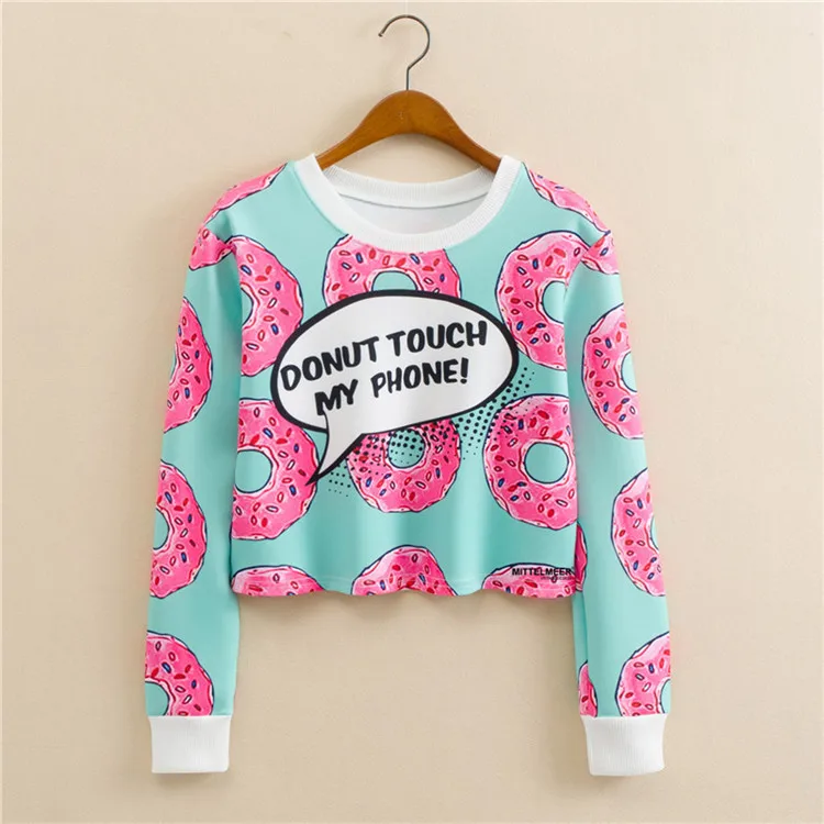 2016 new European style round neck long-sleeved pullover donuts printing women fashion short paragraph Sweatshirts
2016 new European style round neck long-sleeved pullover donuts printing women fashion short paragraph Sweatshirts