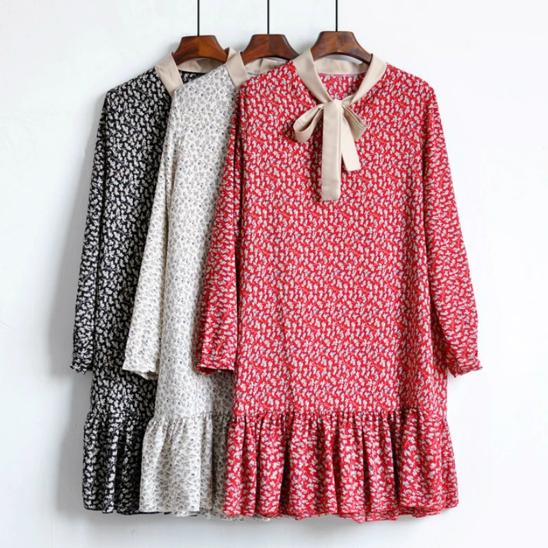 Floral Chiffon Short Dress Spring Summer Korean Floral Bow Neck Casual Loose Ruffled Mini Dress Long Top for Women
Floral Chiffon Short Dress Spring Summer Korean Floral Bow Neck Casual Loose Ruffled Mini Dress Long Top for Women