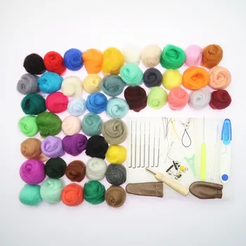 5gx50 Colors Wool Felt Roving Wool Felting Tool Kit Fiber Material with Felt Needle Set Weaving Needlework Spinning Craft Kits
5gx50 Colors Wool Felt Roving Wool Felting Tool Kit Fiber Material with Felt Needle Set Weaving Needlework Spinning Craft Kits
