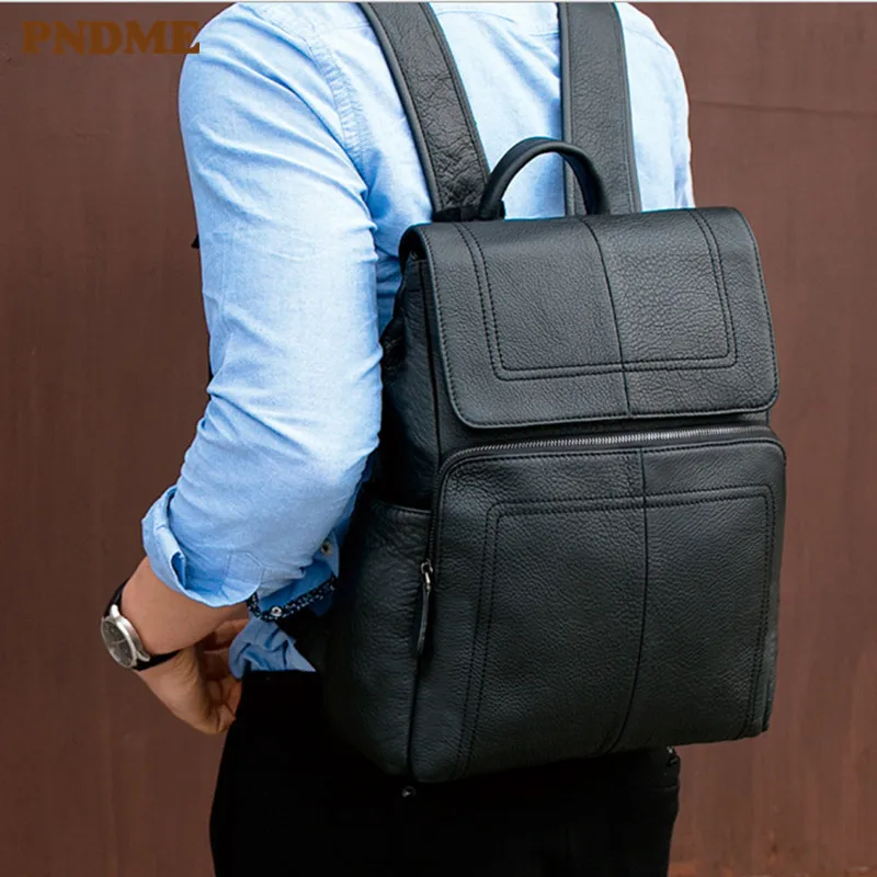 PNDME simple retro genuine leather men's women's backpack vintage laptop backpack first layer cowhide daily small bookbag 2019
PNDME simple retro genuine leather men's women's backpack vintage laptop backpack first layer cowhide daily small bookbag 2019