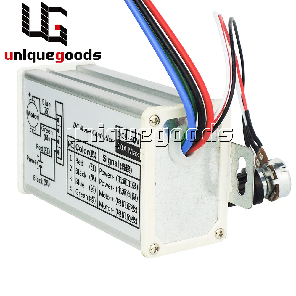 10pcs 9V 12V 24V 36V 48V 60V DC 20A Motor Speed Controller pulse width modulation PWM Reserve with Metal Shell CVT Speed control
10pcs 9V 12V 24V 36V 48V 60V DC 20A Motor Speed Controller pulse width modulation PWM Reserve with Metal Shell CVT Speed control