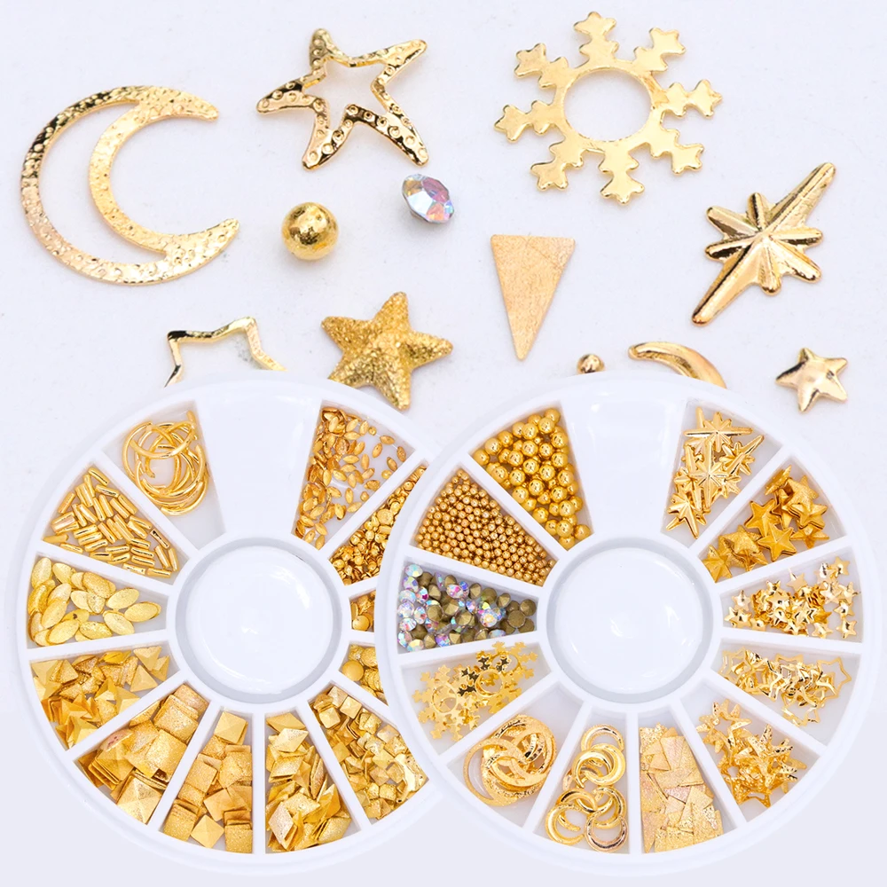 Golden Rivet Studs 3D Nail Art Decoration Metal Star Round Square Triangle Mix Accessories In Wheel Nail Rhinestones Tips TR675
Golden Rivet Studs 3D Nail Art Decoration Metal Star Round Square Triangle Mix Accessories In Wheel Nail Rhinestones Tips TR675