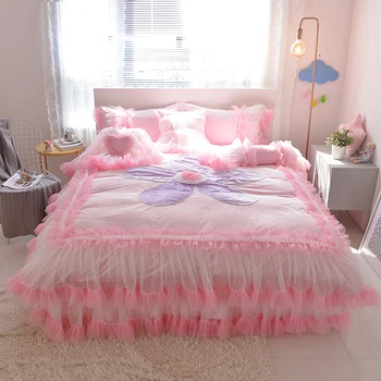 Princess style Bedding set soft Fleece fabric cover bed skirt duvet cover sets comforter winter bedding sets 4/7pcs for girls 
Princess style Bedding set soft Fleece fabric cover bed skirt duvet cover sets comforter winter bedding sets 4/7pcs for girls