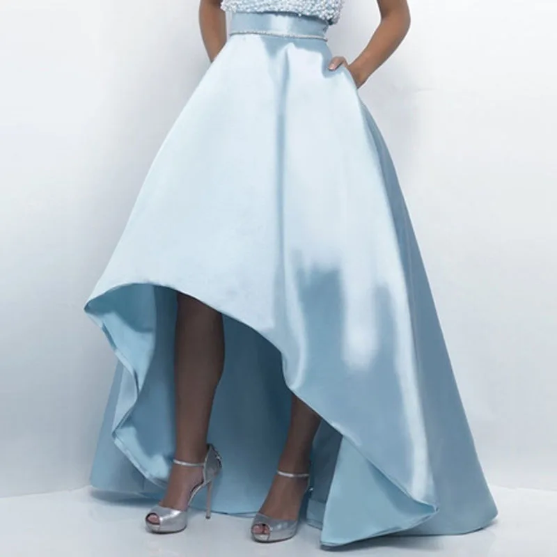 Sexy High Low Wide Waistband Sky Blue Satin Skirts With Pockets England Style Custom Made Long Skirt Women Clothing
Sexy High Low Wide Waistband Sky Blue Satin Skirts With Pockets England Style Custom Made Long Skirt Women Clothing