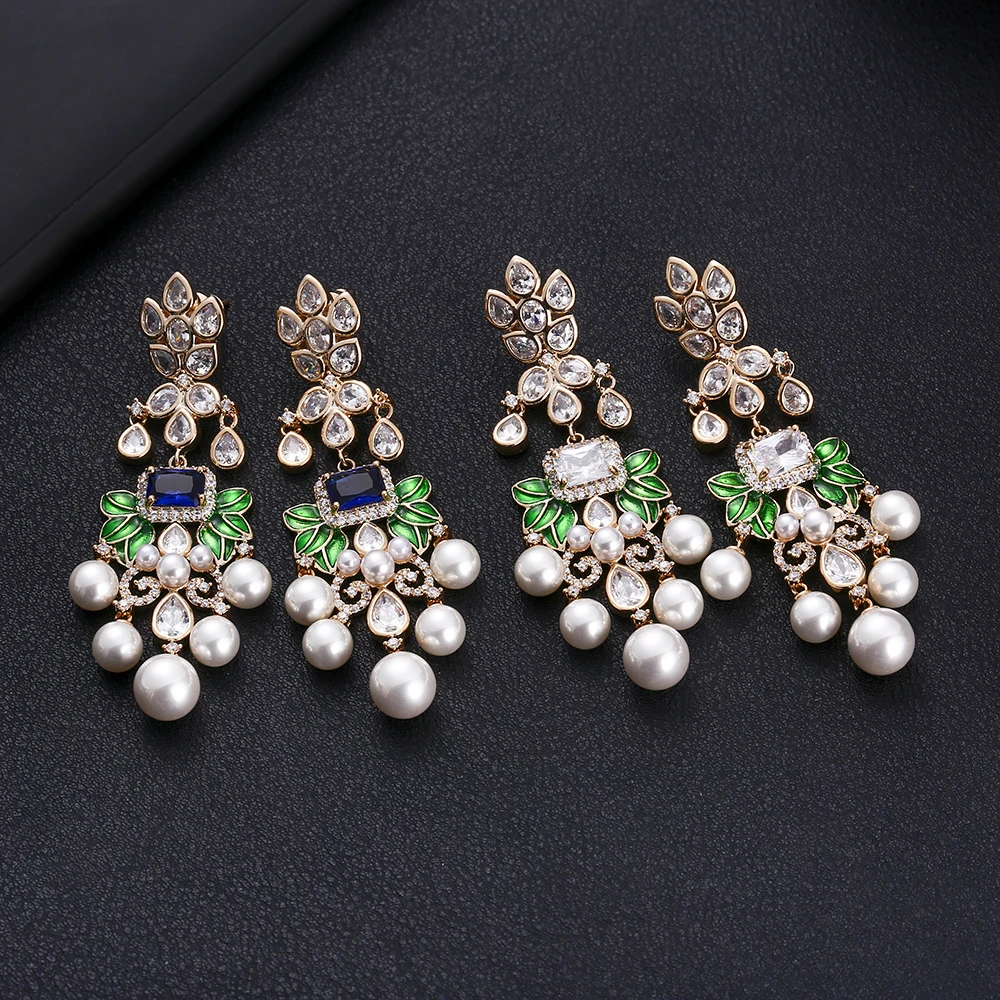 jankelly Pearl Flowers Cubic Zircon Crystal CZ Long Dangle Earrings For Women African Bridal Earring aretes de mujer modernos
jankelly Pearl Flowers Cubic Zircon Crystal CZ Long Dangle Earrings For Women African Bridal Earring aretes de mujer modernos