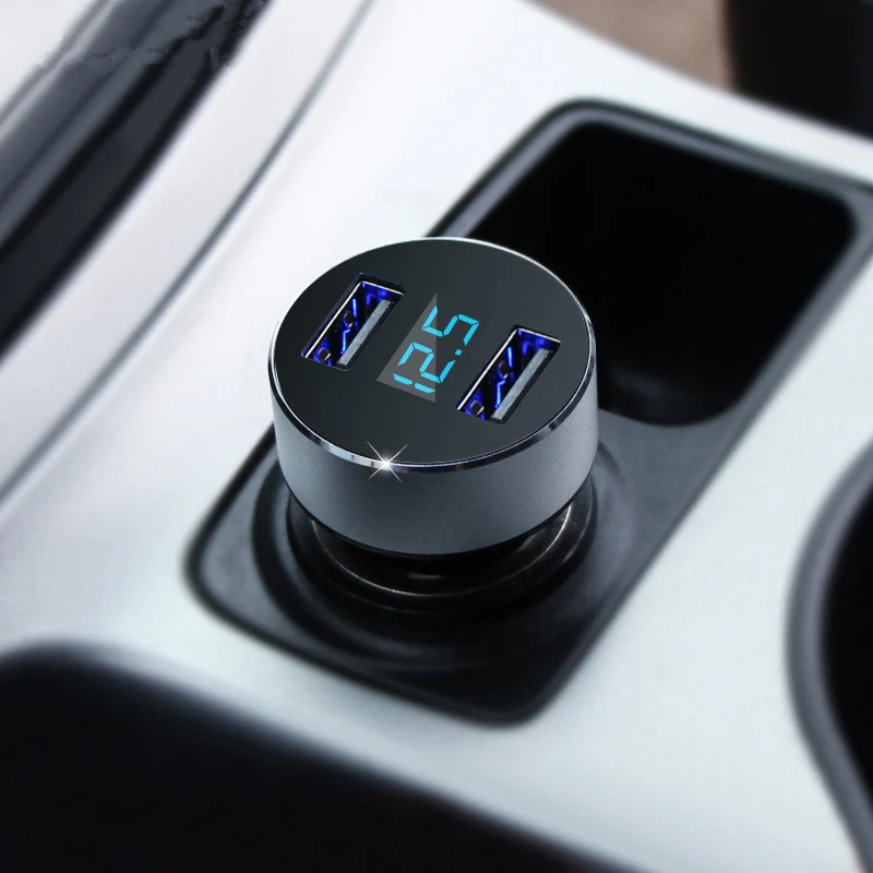 JX-LCLYL Dual USB DC 5V 3.1A Car Charger Adapter Voltmeter For iPhone Samsung Blue