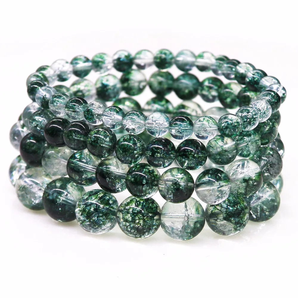 

6 8 10 12MM Green Phantom Ghost Natural Stone Female Women's Fashion Jewelry Round Crystal Bead Bracelet For Men Gift
