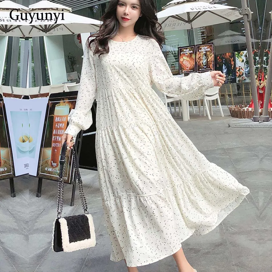 Guyunyi Modern White Black Dot Small Pleated Long Sleeve Spring Dress Oversized Hem Simple Elegant Female Charm Chiffon Dress
Guyunyi Modern White Black Dot Small Pleated Long Sleeve Spring Dress Oversized Hem Simple Elegant Female Charm Chiffon Dress
