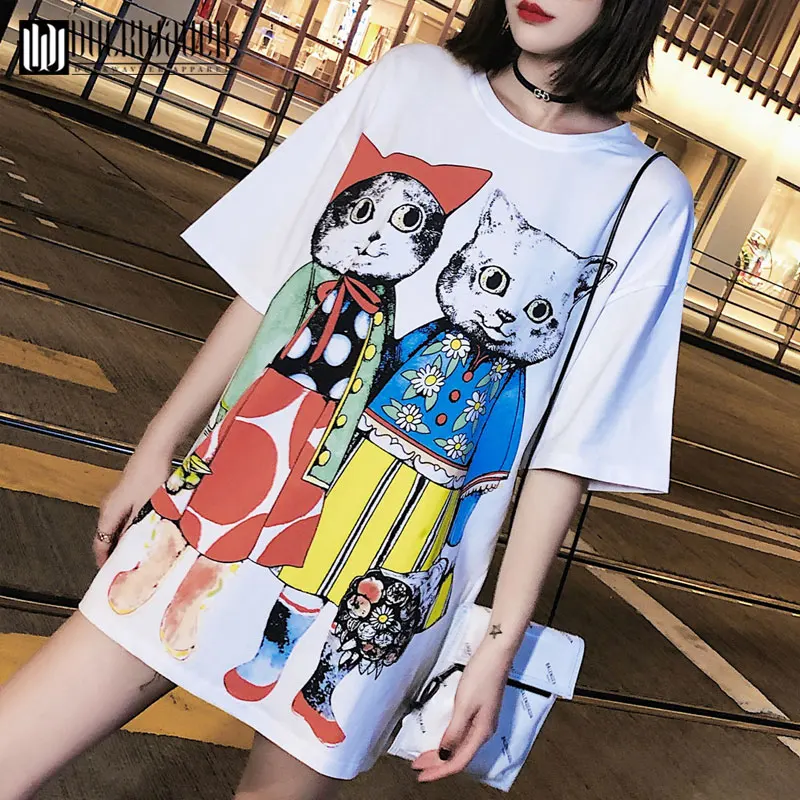 Women Mid-length Loose Soft Short Sleeve T-shirt Woman Cartoon Printed Tees O Neck Cotton Spandex Women Top Woman Tshirt
Women Mid-length Loose Soft Short Sleeve T-shirt Woman Cartoon Printed Tees O Neck Cotton Spandex Women Top Woman Tshirt