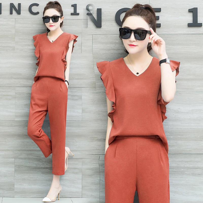 Ruffles Women 2 Pcs Set Pant and Top Plus Size Piece Sleeveless Chiffon Outfit Tracksuit Sportswear Fitness Co-ord Set Clothing
Ruffles Women 2 Pcs Set Pant and Top Plus Size Piece Sleeveless Chiffon Outfit Tracksuit Sportswear Fitness Co-ord Set Clothing