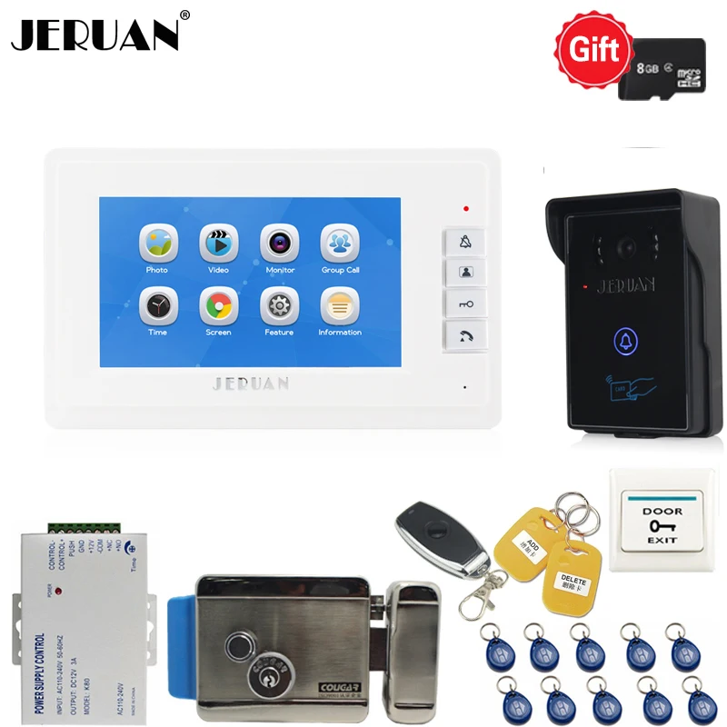JERUAN 7 inch LCD Screen Video Doorbell Video/voice Recording Intercom System kit Waterproof RFID Access Camera +E-lock In stock
JERUAN 7 inch LCD Screen Video Doorbell Video/voice Recording Intercom System kit Waterproof RFID Access Camera +E-lock In stock
