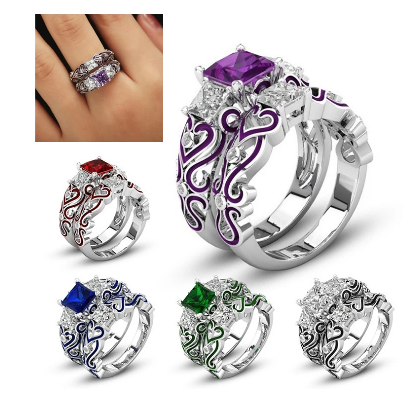 Allergy Free Exquisite Unique 2PCS/Set Hot Sale Silver Plated Square Crystal Engagement/Wedings Rings 5Colors High Quality
Allergy Free Exquisite Unique 2PCS/Set Hot Sale Silver Plated Square Crystal Engagement/Wedings Rings 5Colors High Quality