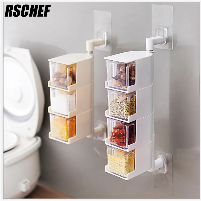 Kitchen Creative Tool Paste Type Rotary Seasoning Box Drawer Type Plastic spice box
Kitchen Creative Tool Paste Type Rotary Seasoning Box Drawer Type Plastic spice box