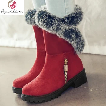 Original Intention Winter Women's Faux Fur Snow Boots Low Heels Flat Ankle Boots Shoes Woman Round Toe Black Red Coffee Boots
Original Intention Winter Women's Faux Fur Snow Boots Low Heels Flat Ankle Boots Shoes Woman Round Toe Black Red Coffee Boots