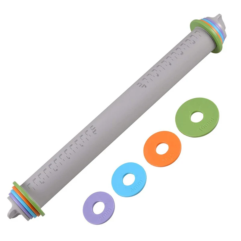 LARGE Adjustable Silicone Rolling Pin with 4 Removable Thickness Rings, 12/17 Inch
LARGE Adjustable Silicone Rolling Pin with 4 Removable Thickness Rings, 12/17 Inch