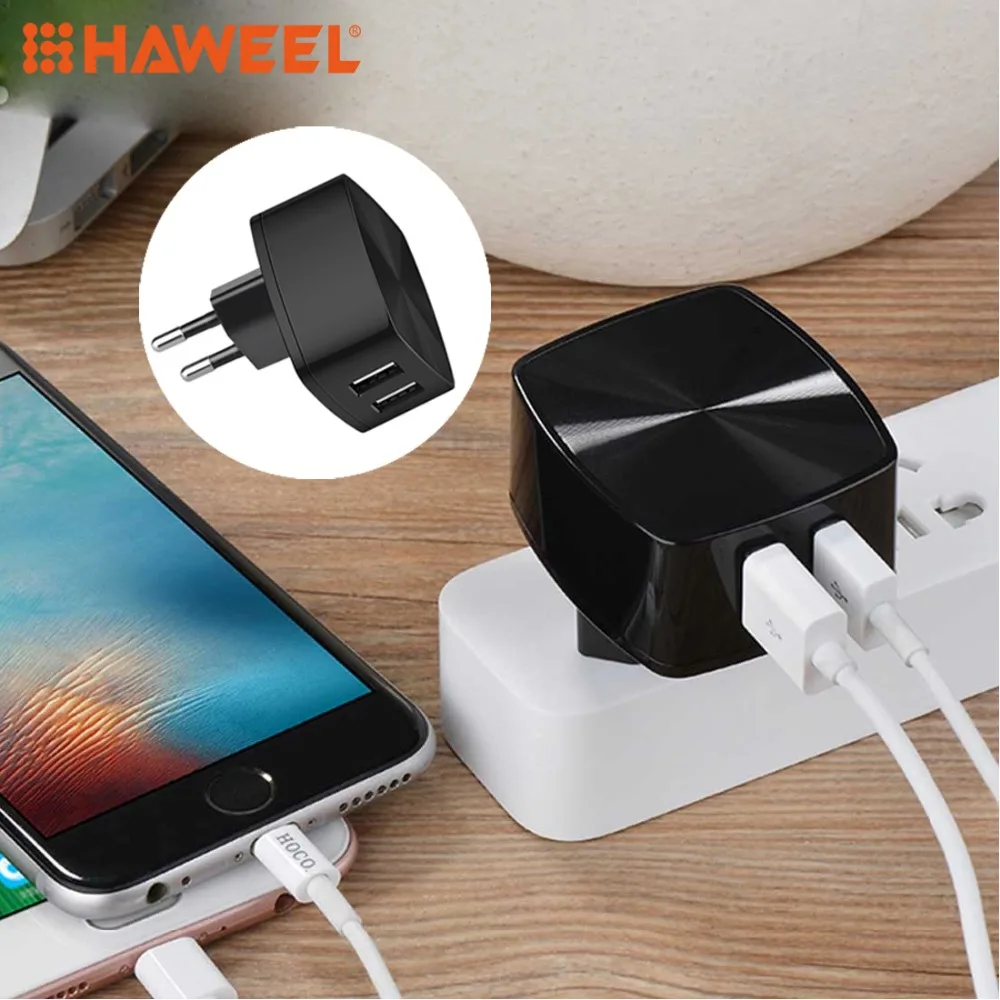 

HAWEEL Mighty Power Double Port Power Adapter Charger, EU / UK / US Plug, For iPhone, iPad, Galaxy, HTC Nexus Moto Other Phones