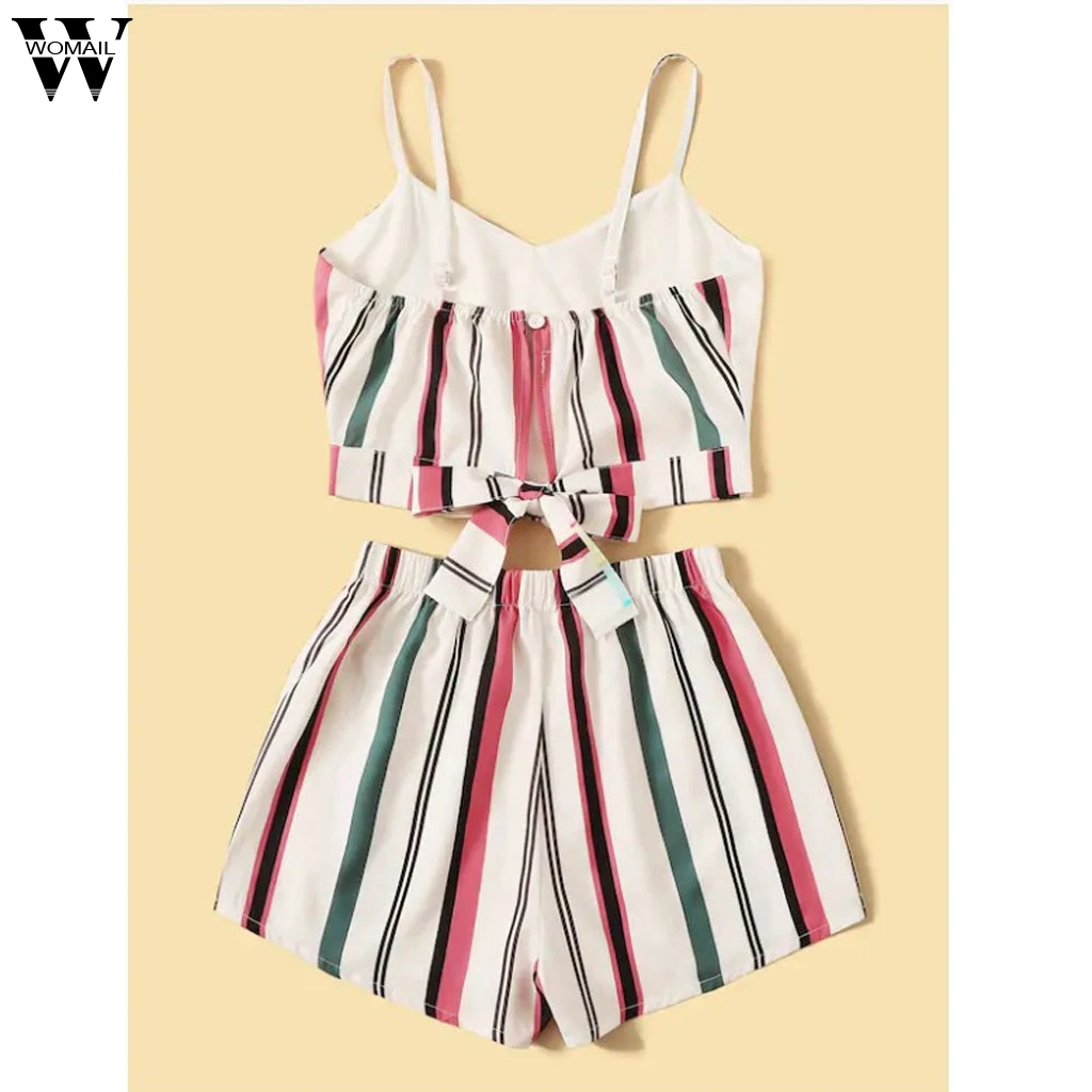 Womail Women tracksuit summer Fashion Casual 2 piece set Sleeveless Striped Printed Camis Top + Shorts Suits beach 2019 J63
Womail Women tracksuit summer Fashion Casual 2 piece set Sleeveless Striped Printed Camis Top + Shorts Suits beach 2019 J63