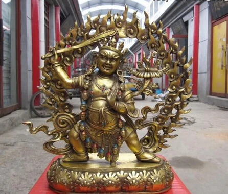 JP S1085 Tibet Buddhism A Gilt Bronze painted Manjusri Mahakala Buddha Statue
JP S1085 Tibet Buddhism A Gilt Bronze painted Manjusri Mahakala Buddha Statue