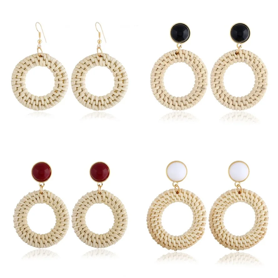 Hot Fashion Handmade Wooden Straw Weave Rattan Vine Braid Geometric Big Circle Square Long Drop Earrings For Women drop shipping
Hot Fashion Handmade Wooden Straw Weave Rattan Vine Braid Geometric Big Circle Square Long Drop Earrings For Women drop shipping