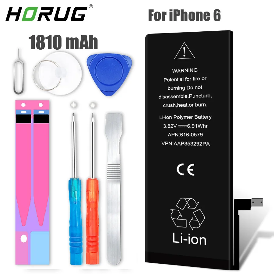 2019 HORUG Original Mobile Phone Battery For iPhone 6 Battery Original Capacity Replacement Batteries With Repair Tools Kit
2019 HORUG Original Mobile Phone Battery For iPhone 6 Battery Original Capacity Replacement Batteries With Repair Tools Kit