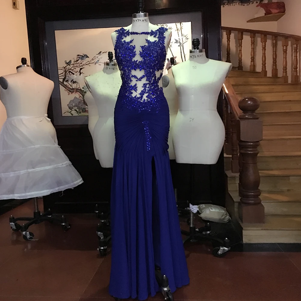 Jark Tozr Robe De Soiree Beading Appliques Pleated Slit Skirt Royal Blue Chiffon Formal Evening Gown Dress 2019 Vestido De Festa
Jark Tozr Robe De Soiree Beading Appliques Pleated Slit Skirt Royal Blue Chiffon Formal Evening Gown Dress 2019 Vestido De Festa