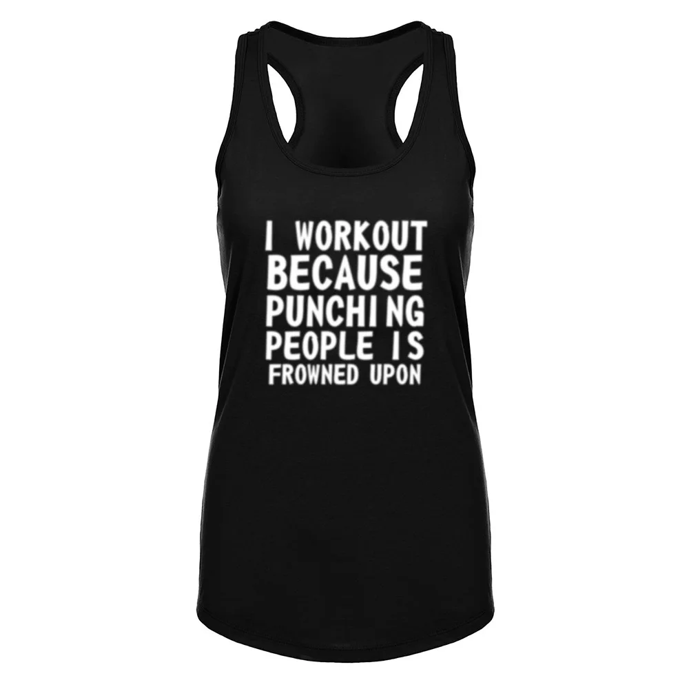 Womens I Workout Because Punching People is Frowned Upon Funny Fitness Workout Racerback Tank Tops
Womens I Workout Because Punching People is Frowned Upon Funny Fitness Workout Racerback Tank Tops