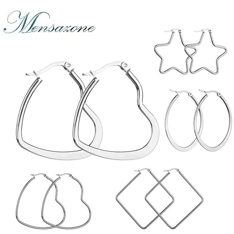 MENSAZONE Fashion Jewelry Stainless Steel Heart Hoop Earring Smooth Star Dangle Big Circle Earring Wedding Gift
MENSAZONE Fashion Jewelry Stainless Steel Heart Hoop Earring Smooth Star Dangle Big Circle Earring Wedding Gift