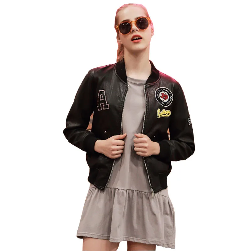 Black Baseball Leather Jacket Women PU Bomber Embroidery Jaqueta Couro Veste Cuir Femme Long Sleeve Women Coats U170499
Black Baseball Leather Jacket Women PU Bomber Embroidery Jaqueta Couro Veste Cuir Femme Long Sleeve Women Coats U170499