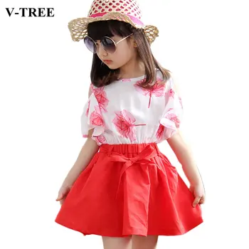 Fashion Summer Girls Clothing Sets Cotton Flower Blouse+skirt Clothes Sets For Girl Teenager Costume Suits
Fashion Summer Girls Clothing Sets Cotton Flower Blouse+skirt Clothes Sets For Girl Teenager Costume Suits