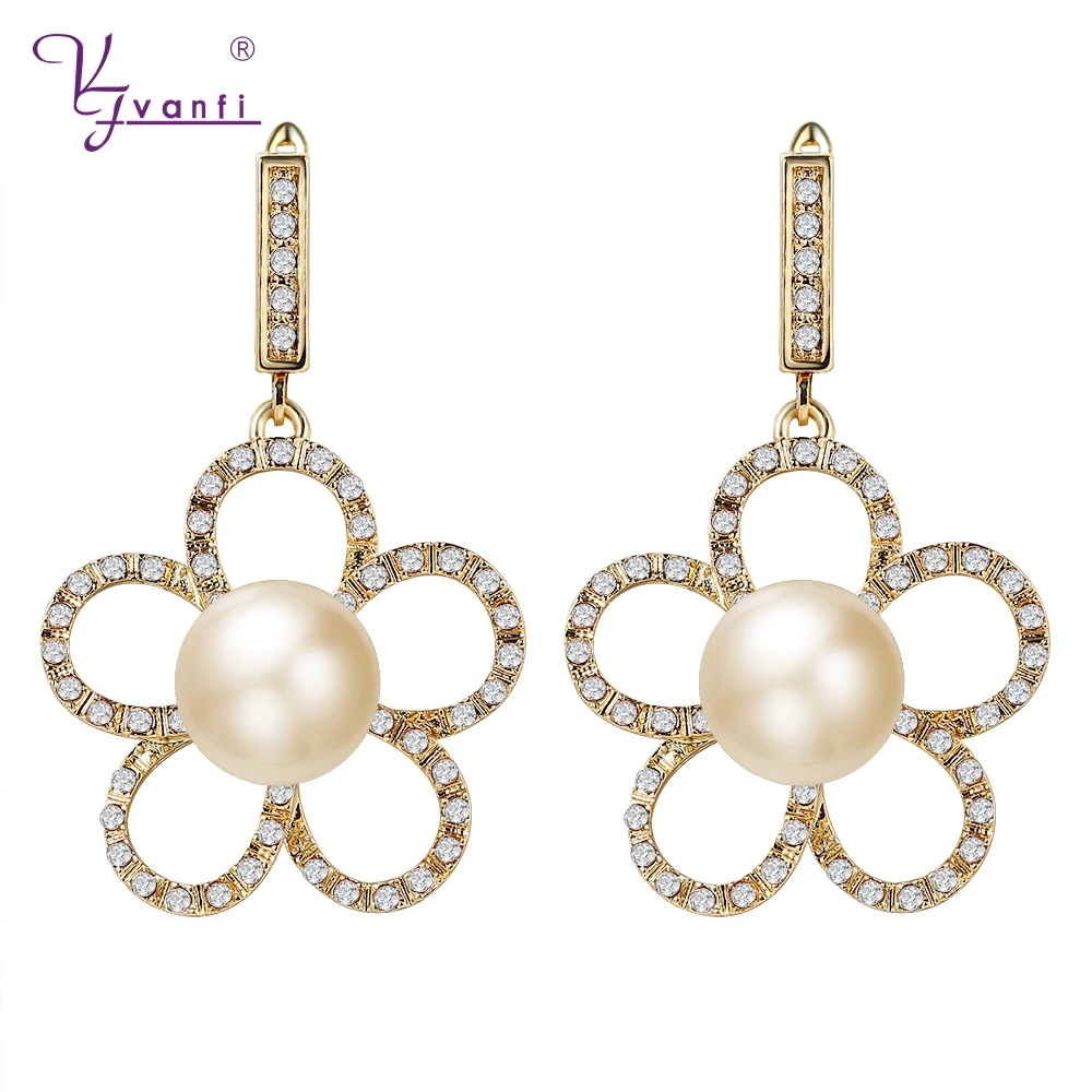 New Arrival Flower Shape With Imitation Pearl Yellow Gold Color White Stone Zinc Alloy Earrings Jewelry For Women
New Arrival Flower Shape With Imitation Pearl Yellow Gold Color White Stone Zinc Alloy Earrings Jewelry For Women