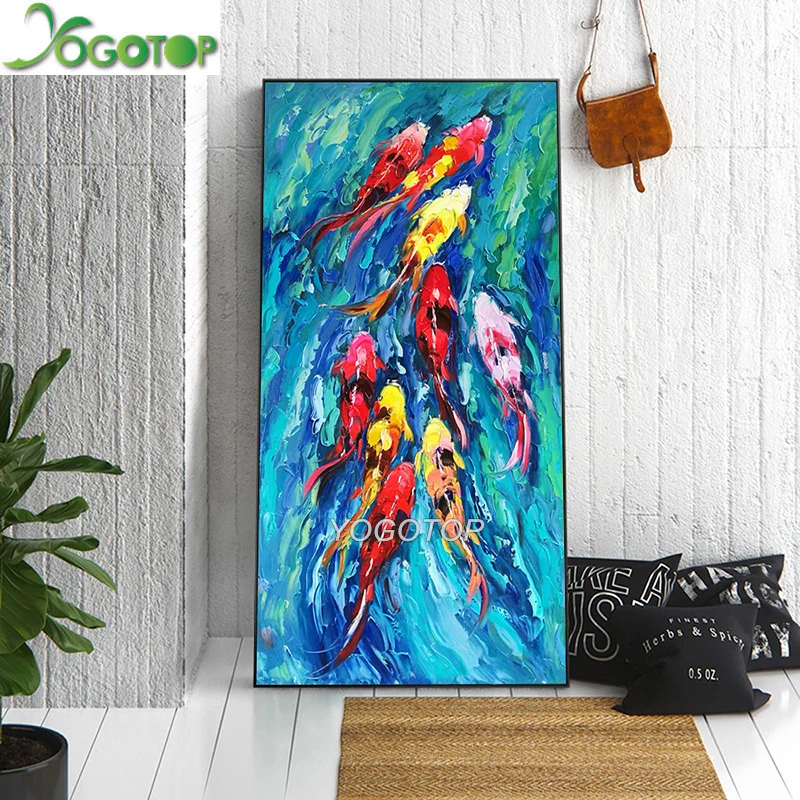 YOGOTOP Большая квадратная/круглая вышивка koi Fish Graph 5d DIY наборы для алмазной живописи