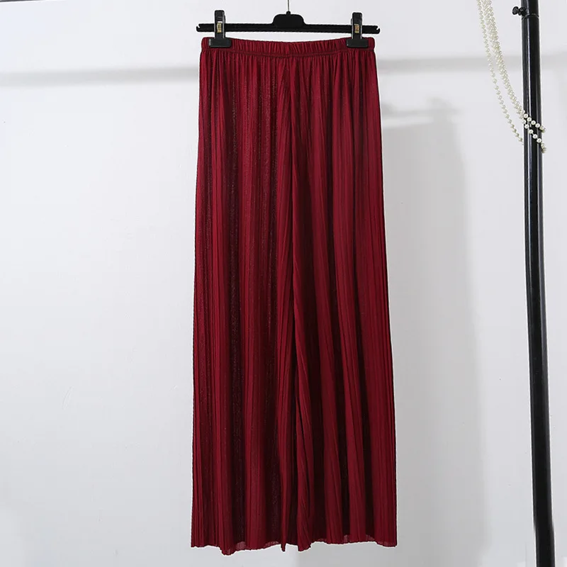 Summer Wine Red Wide Leg Pants Casual Ice Silk Linen Elastic Pleated Sweat Capri Pants Women Loose Thin Woman Trousers Female
Summer Wine Red Wide Leg Pants Casual Ice Silk Linen Elastic Pleated Sweat Capri Pants Women Loose Thin Woman Trousers Female